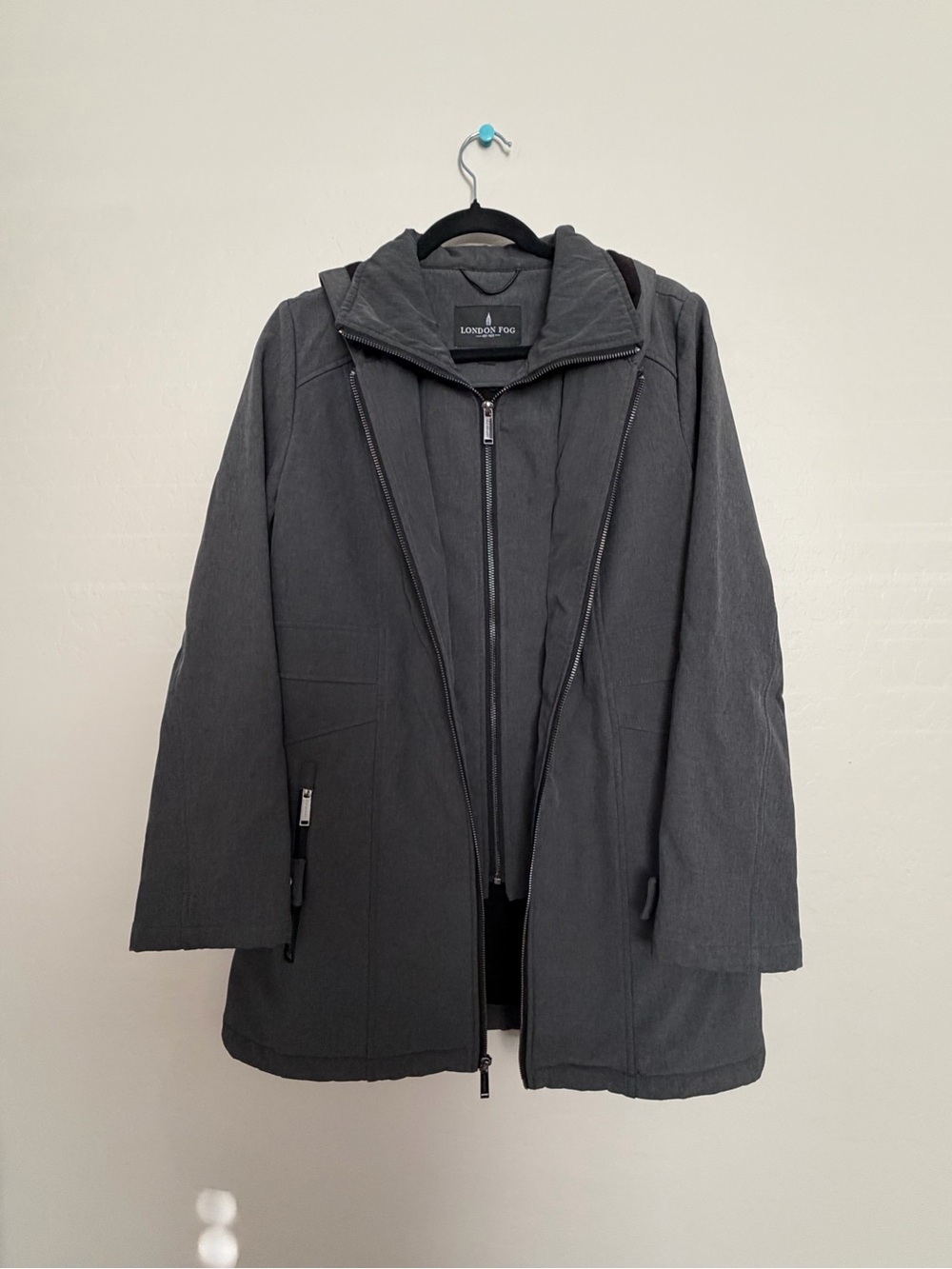 London Fog Women's Gray Hooded Performance Coat